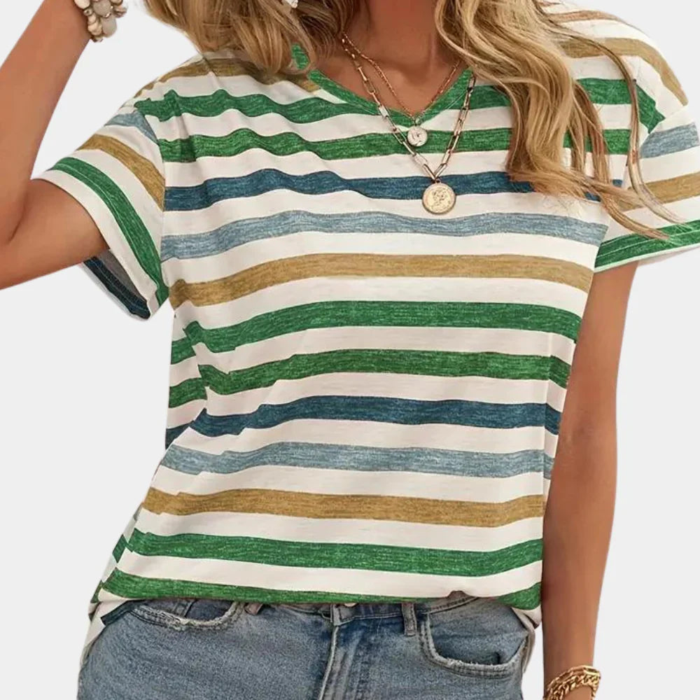 Ciela – Lässiges gestreiftes T-Shirt mit V-Ausschnitt