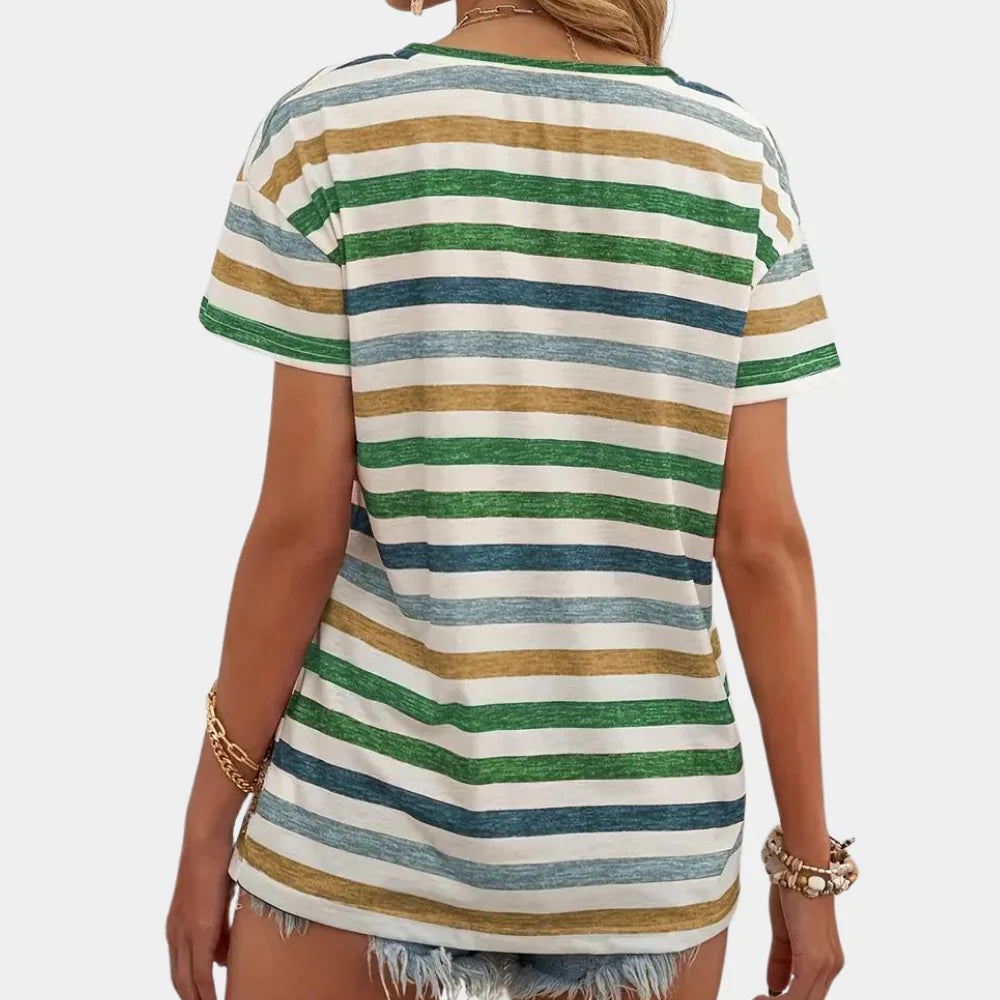 Ciela – Lässiges gestreiftes T-Shirt mit V-Ausschnitt