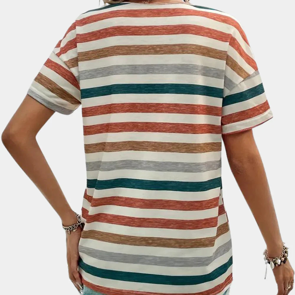 Ciela – Lässiges gestreiftes T-Shirt mit V-Ausschnitt