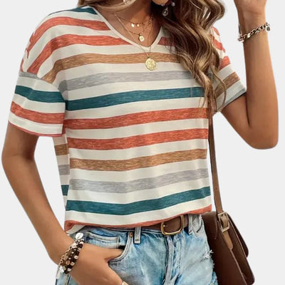 Ciela – Lässiges gestreiftes T-Shirt mit V-Ausschnitt