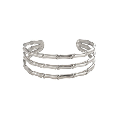Cece C-förmiges Titan-Stahl-Armband - Silber