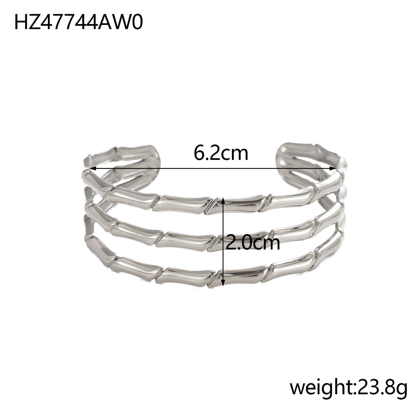 Cece C-förmiges Titan-Stahl-Armband - Silber