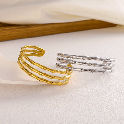 Cece C-förmiges Titan-Stahl-Armband - Silber