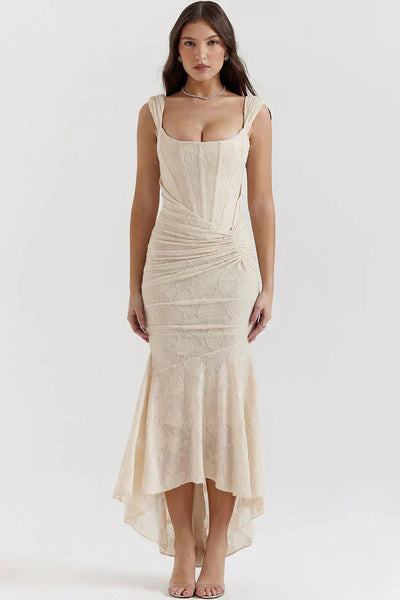 Melly – Elegantes schulterfreies Spitzenkleid