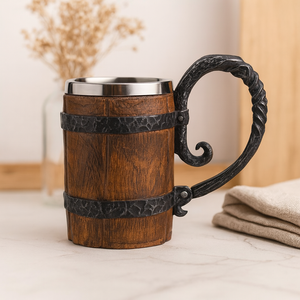 Vintage Bierkrug mit Edelstahl – Perfekt für Oktoberfest
