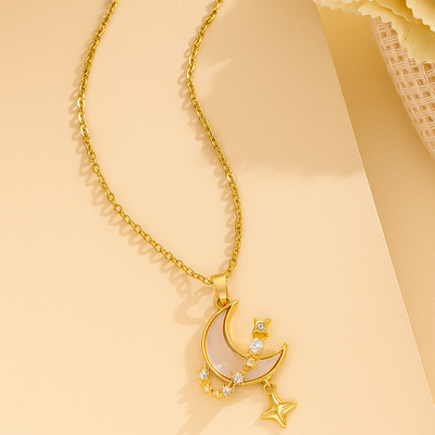 Mond-Anhänger Halskette mit Zirkonia - Romantischer Schmuck für Frauen