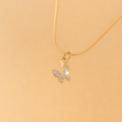 Schmetterling-Halskette mit synthetischen Zirkonia - Funkelnder Schmuck