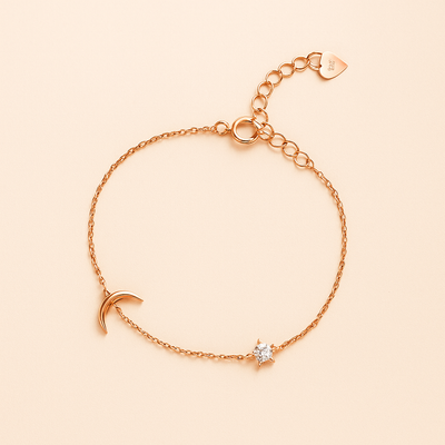 Sterling Silber Mond & Stern Zirkoniumdioxid-Armband