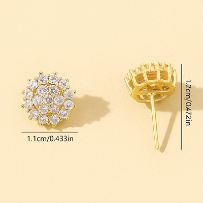 Luxuriöse blumenförmige Kupferohrringe mit funkelnden synthetischen Zirkonias