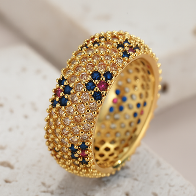 Eleganter Fünfreihiger Zirkonia-Ring – Multicolor Funkeln