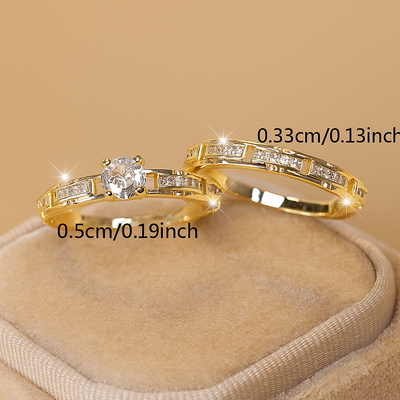 2-teiliges Offenes Zirkonia-Set für Paare – Luxuriöses Ehering-Set