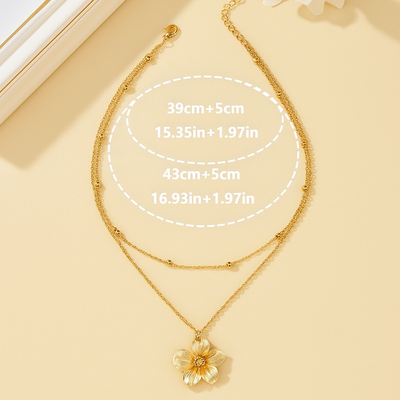 Vintage Double-Layer-Blumen-Anhänger-Halskette