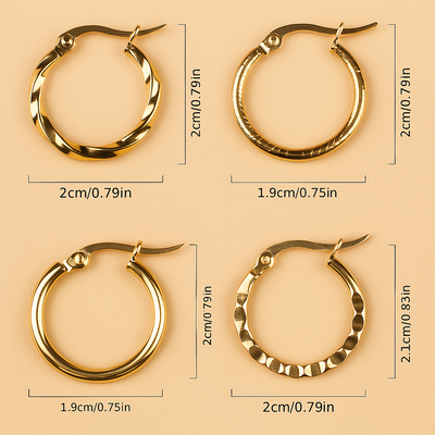 Klassische goldene Ohrringe - 4 Paar Set für Frauen
