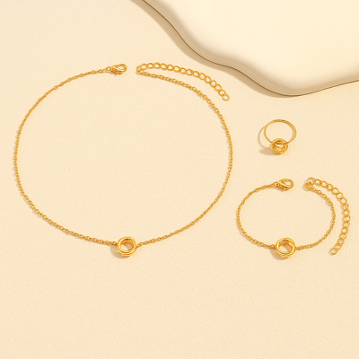 Elegantes 3-teiliges Twisted Flower Circle-Schmuckset