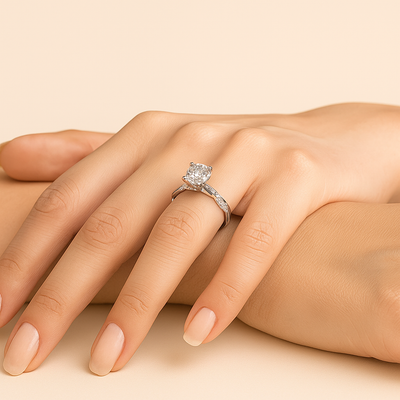 Eleganter Ring im Prinzessinnenschliff - Glitzerndes, verdrehtes Design für sie