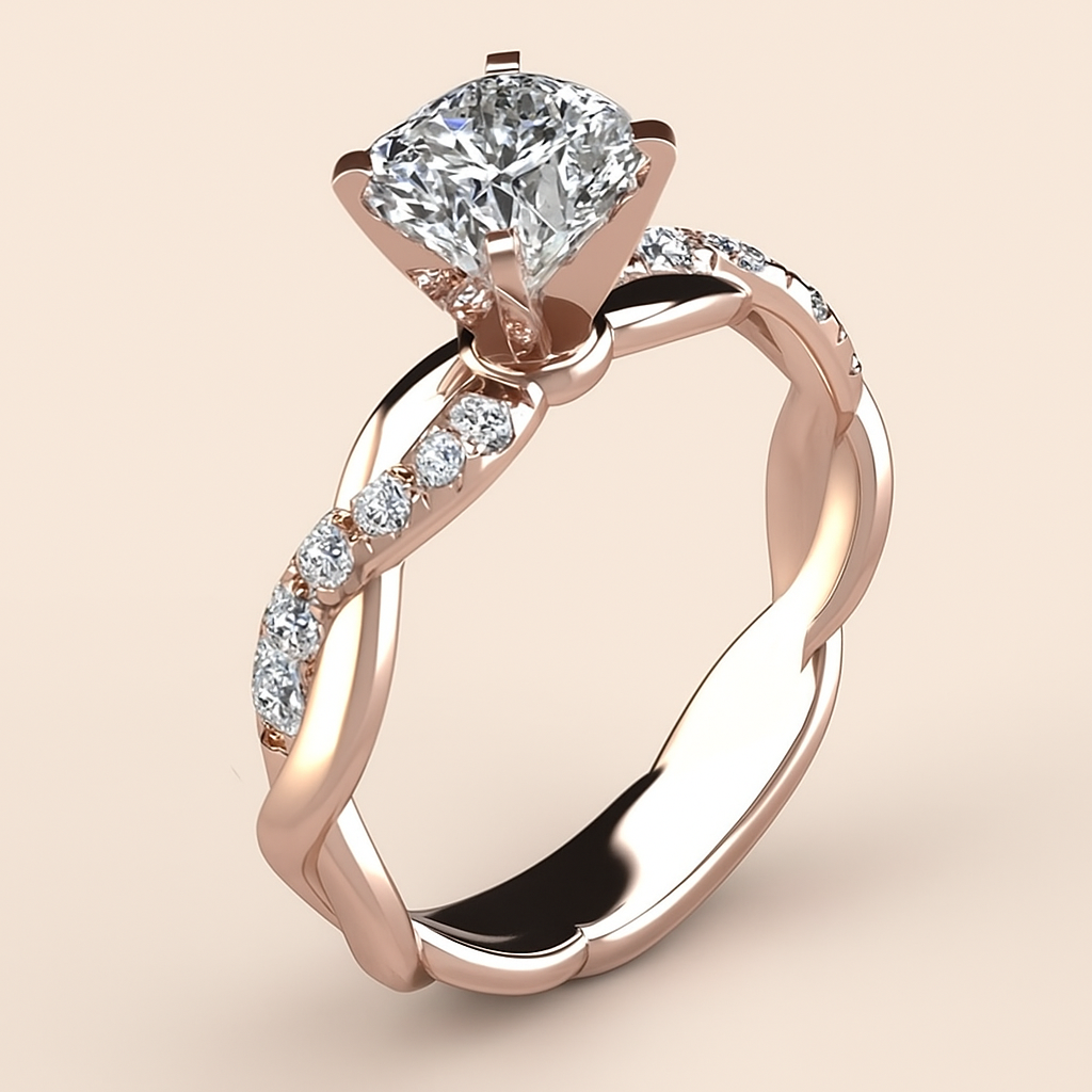Eleganter Ring im Prinzessinnenschliff - Glitzerndes, verdrehtes Design für sie