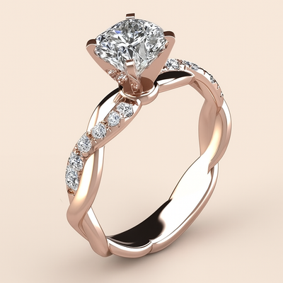 Eleganter Ring im Prinzessinnenschliff - Glitzerndes, verdrehtes Design für sie