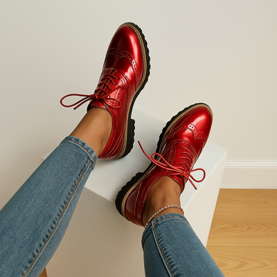 BEATE™ | Rote Pumps mit Lochmuster
