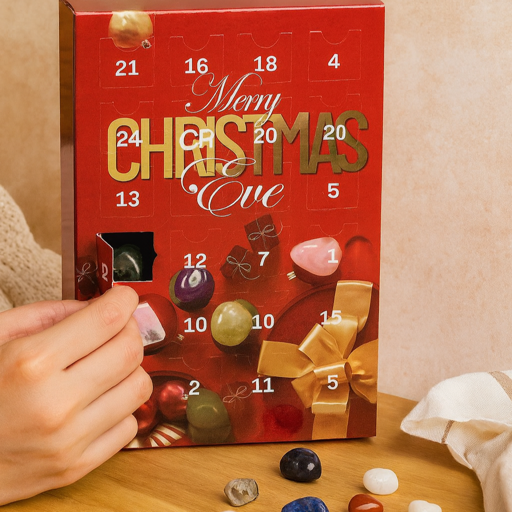 GemAura | Kristall-Adventskalender mit 24 natürlichen Edelsteinen