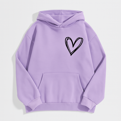Hoodie mit Herz-Print – Weiche Baumwollmischung – Stylisch & Bequem