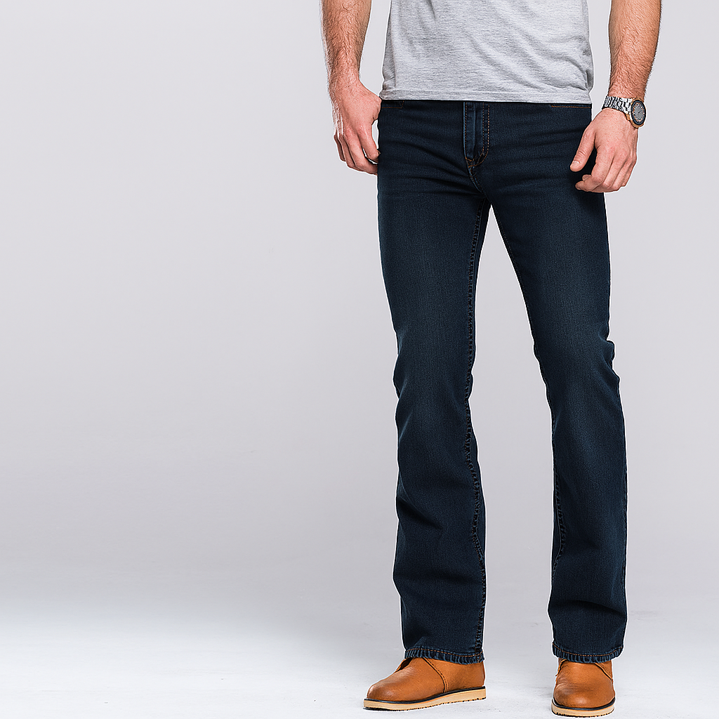 4Legend - Stretch-Schlagjeans für Herren – Mittlere Leibhöhe, Helle Waschung, Lässige Passform für alle Jahreszeiten