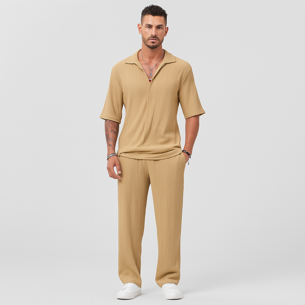 Herren-Zweiteiler – Stilvolles Casual-Outfit mit Langarmshirt und passender Hose