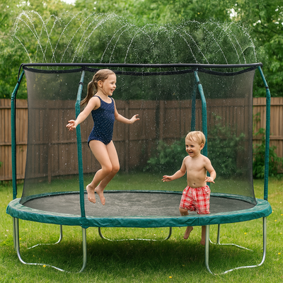 Universelles Trampolin-Sprinklersystem – Schwarzer PVC-Schlauch mit Sprühern für die Kühlung im Freien und das Spielen im Garten