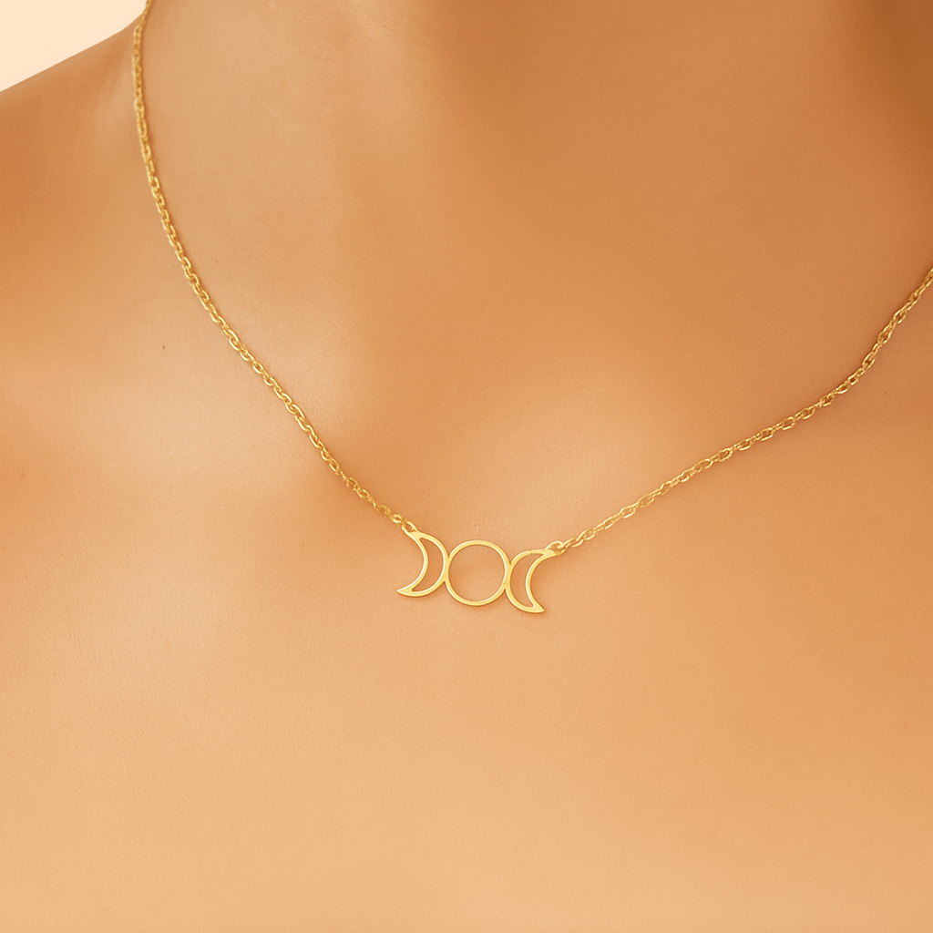 Vintage Gold plattiert Triquetra Mondphase Halskette