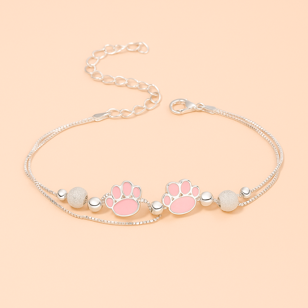 Doppellagiges Stern-Armband mit Katzenpfote und Perlenmuster