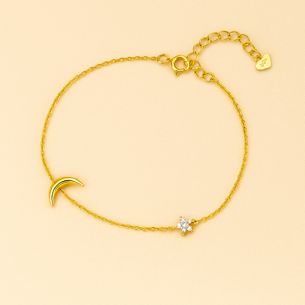 Sterling Silber Mond & Stern Zirkoniumdioxid-Armband