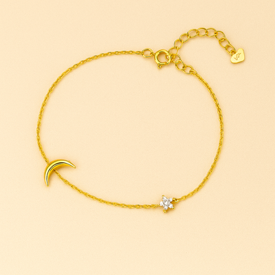 Sterling Silber Mond & Stern Zirkoniumdioxid-Armband