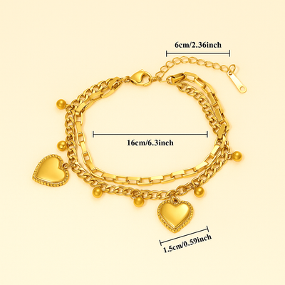 Goldener Double-Layer-Love-Anhänger-Armband