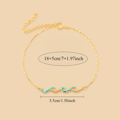 Blaues Wellenarmband - Boho-Eleganz mit funkelnden Cubic-Zirkonia