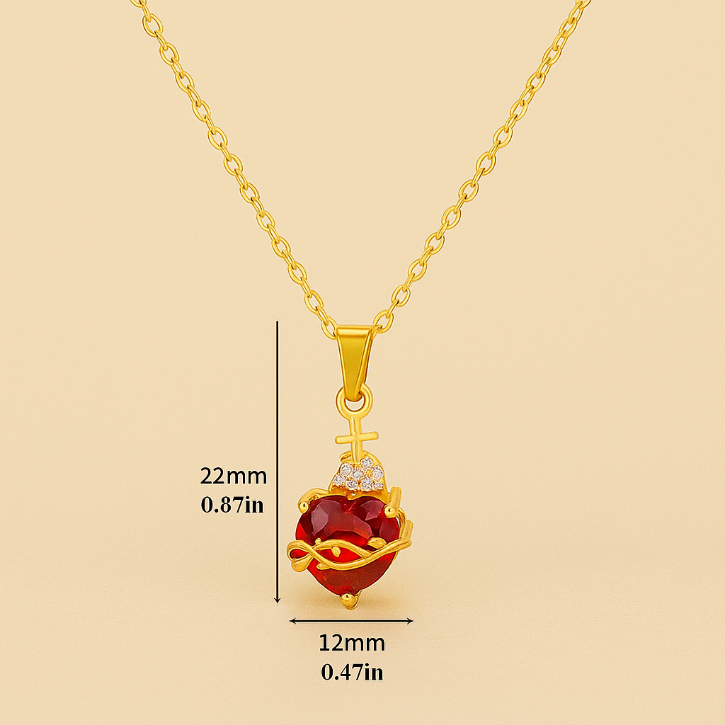 Gothic Rote Herz Design Halskette mit synthetischen Zirkonia