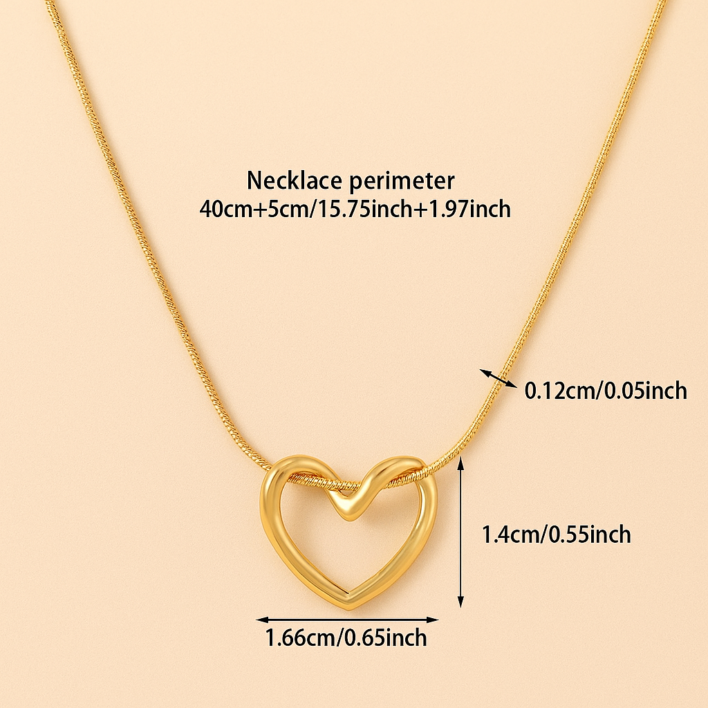 Goldene durchbrochene Herz-Halskette für Frauen - Minimalistische Lagenkette