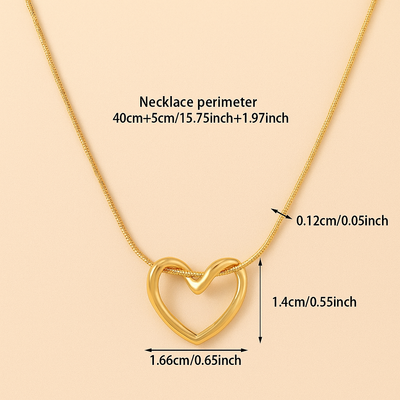 Goldene durchbrochene Herz-Halskette für Frauen - Minimalistische Lagenkette