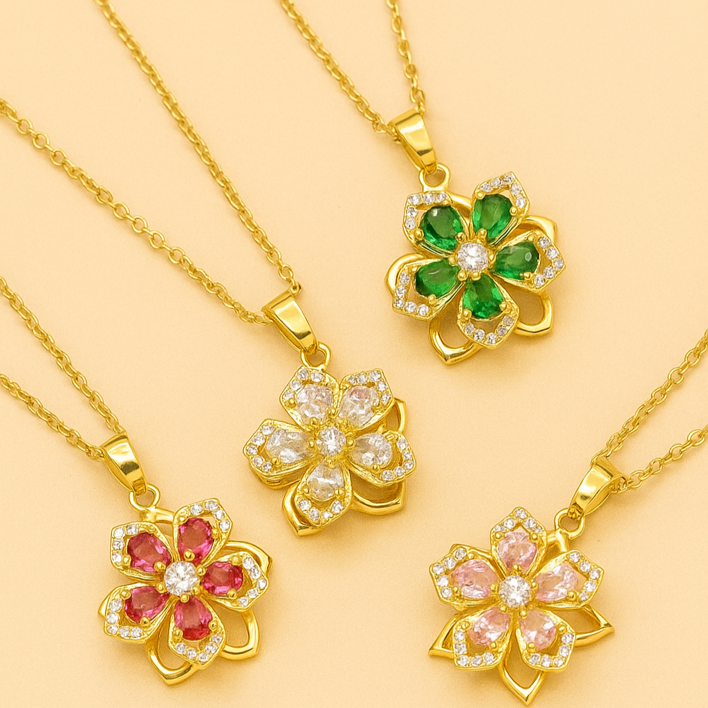 Elegante drehbare Kirschblüten-Anhänger-Halskette