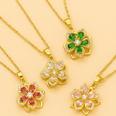 Elegante drehbare Kirschblüten-Anhänger-Halskette