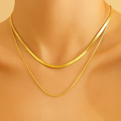 Elegante doppellagige Halskette - elegante flache Kette für Männer und Frauen