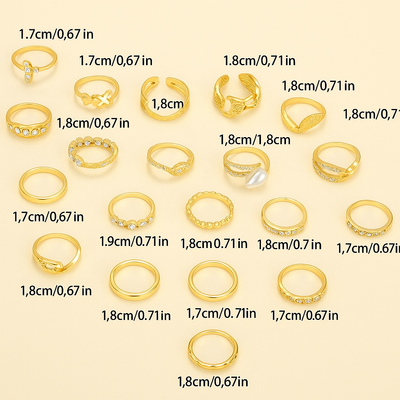 22-teiliges Vintage-Stapelringset – Elegante & Boho-inspirierte Designs
