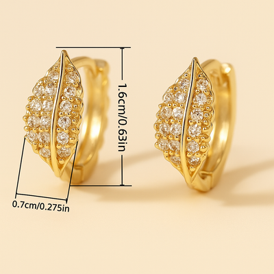 Elegante Goldene Blatt-Creolen mit Zirkonia-Akzenten