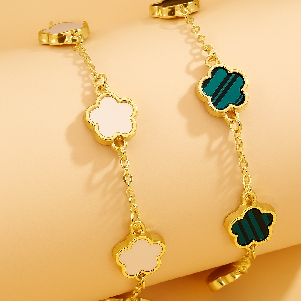 Bunte Blume dünne Kette Armband Set