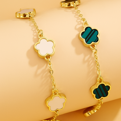 Bunte Blume dünne Kette Armband Set