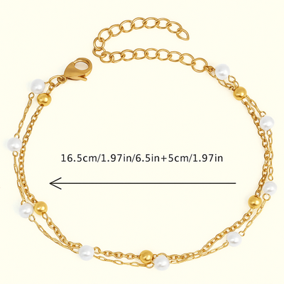 Elegantes doppellagiges Kunstperlenarmband