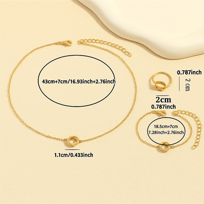 Elegantes 3-teiliges Twisted Flower Circle-Schmuckset