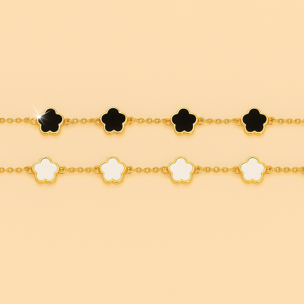 Bunte Blume dünne Kette Armband Set