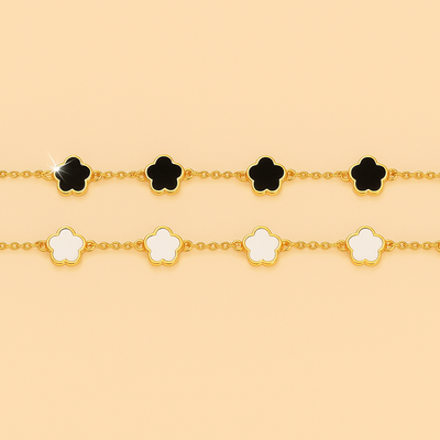 Bunte Blume dünne Kette Armband Set