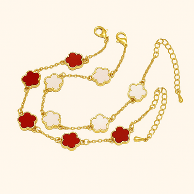 Bunte Blume dünne Kette Armband Set