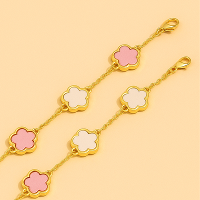 Bunte Blume dünne Kette Armband Set