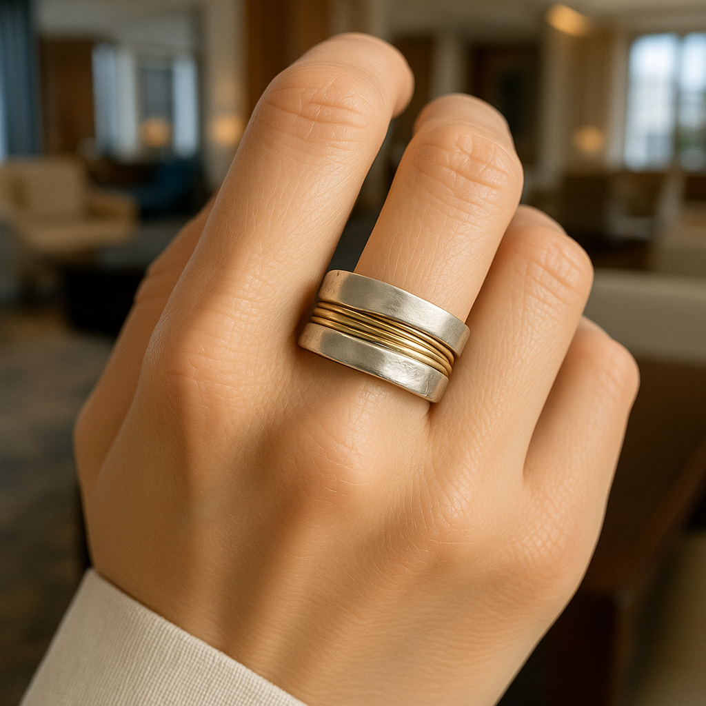 Silberring mit goldenen Fäden